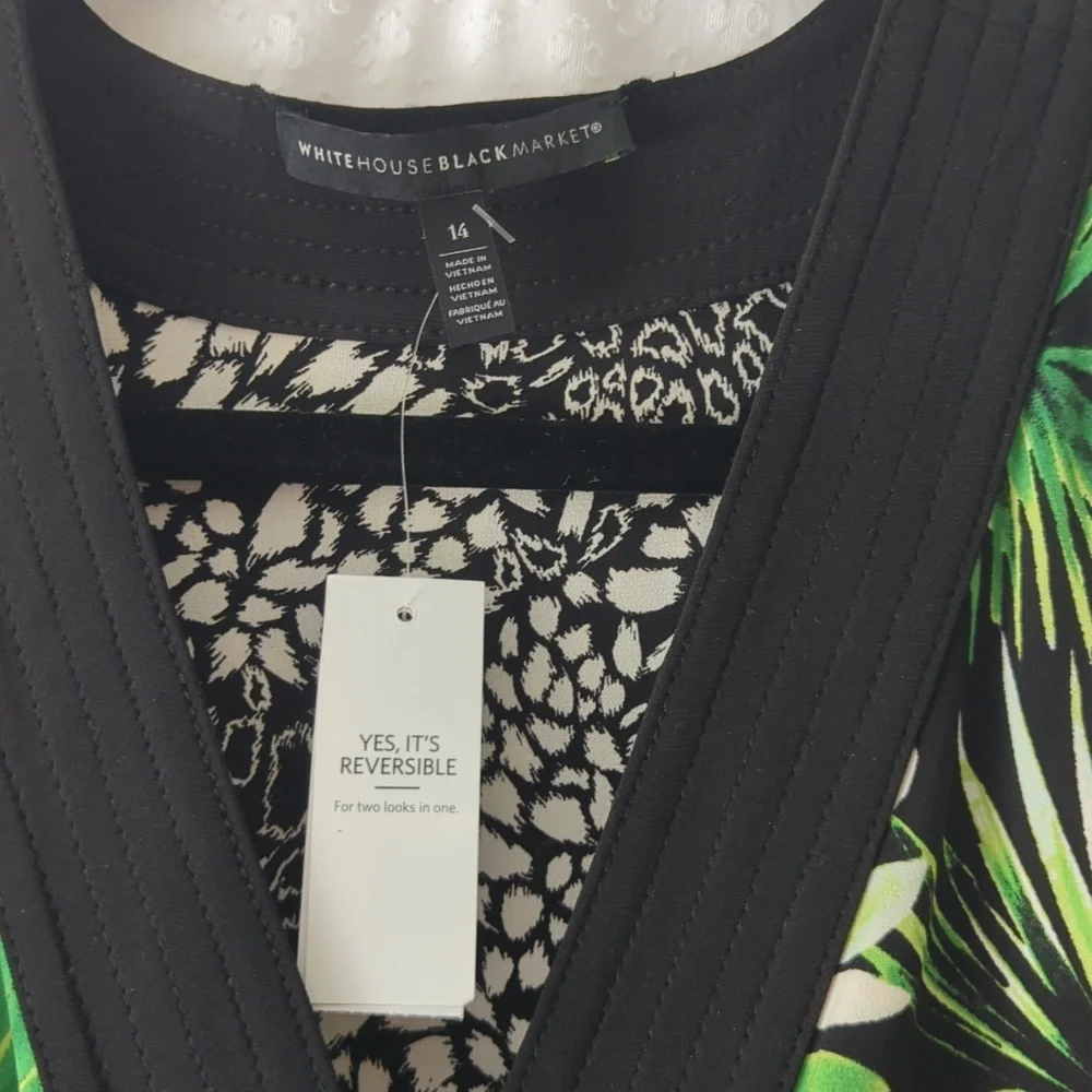 White House Black Market Reversible Sleeveless Faux Wrap Dress, Size 14 - Picture 3 of 7